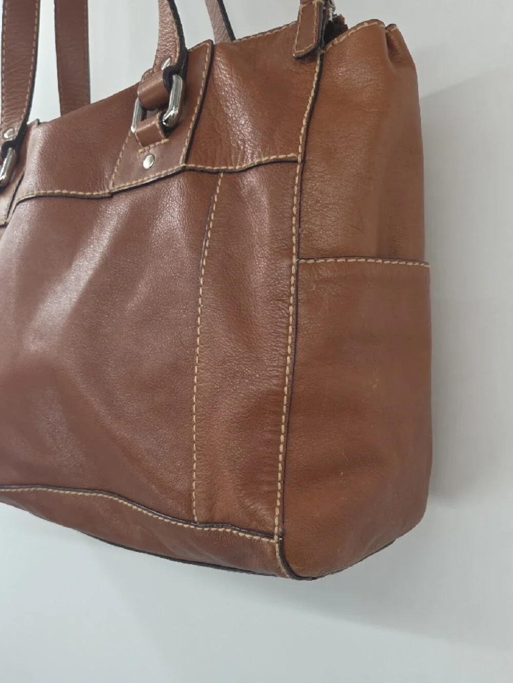Large Fossil Tan Leather Shoulder Bag